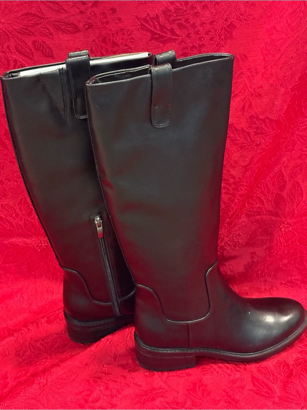 Nine West Black Tall Leather Riding Boots
